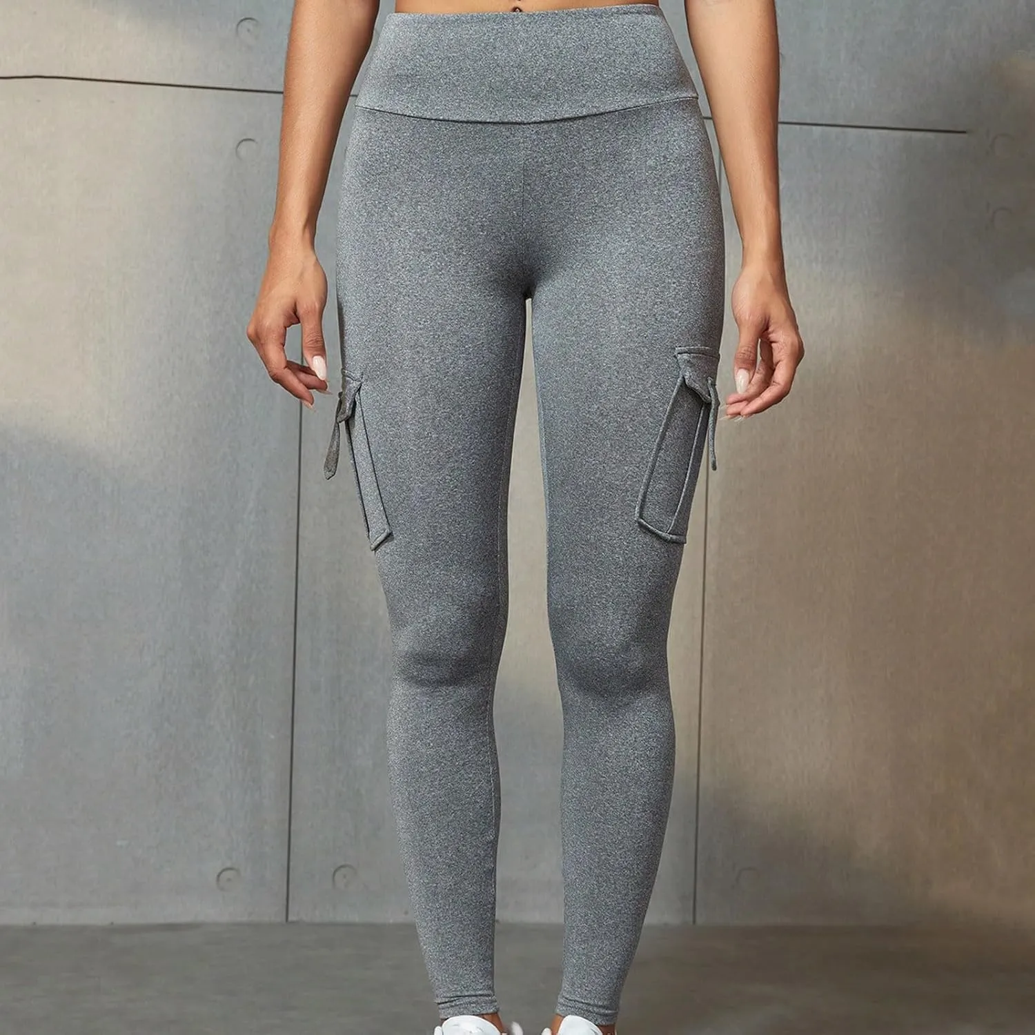 Workout Leggings Womens Cargo Yoga Pants Pockets High Waist Athletic Workout Hiking Running Joggers Fitness Trousers