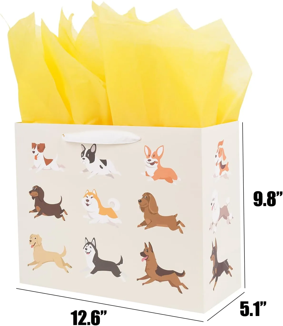 ysmile Dog Gift Bag with Wrapping Tissue for Men Women 12.6"