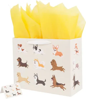 ysmile Dog Gift Bag with Wrapping Tissue for Men Women 12.6"