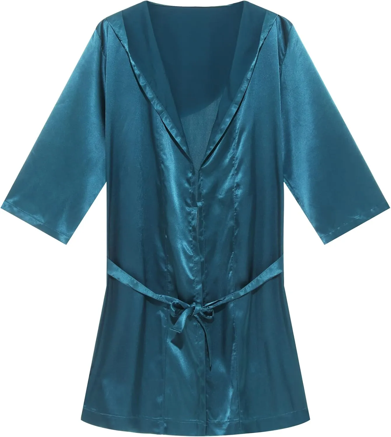 YUFEIDA Mens Satin Robe Silky Bathrobe with Shorts Lightweight Sleepwear Luxurious Pyjama Set Hooded Nightgown with Shorts
