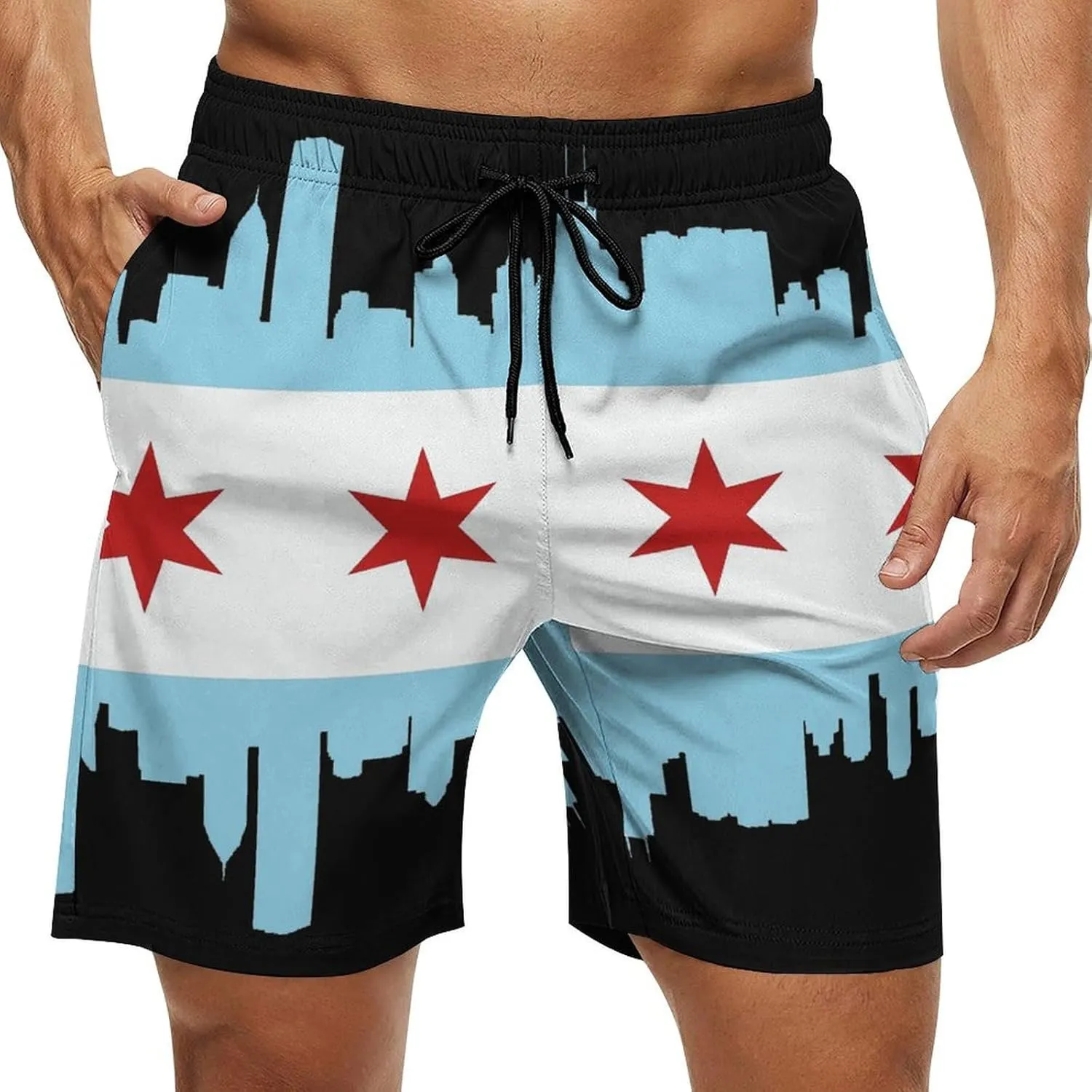 Zakqeik Slovakia Flag Mens Swim Trunks Quick Dry Swim Shorts with Pockets Funny Beach Shorts