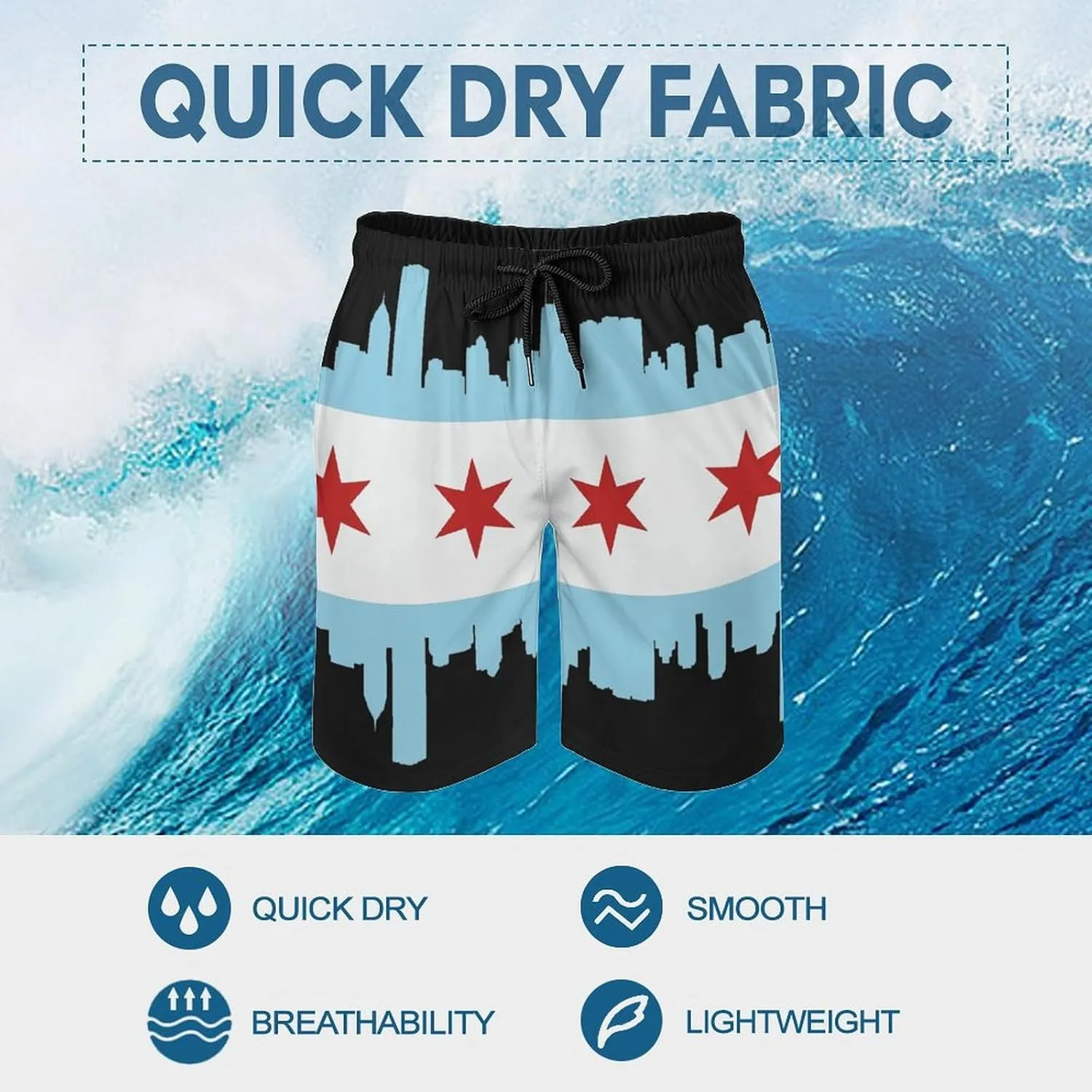 Zakqeik Slovakia Flag Mens Swim Trunks Quick Dry Swim Shorts with Pockets Funny Beach Shorts